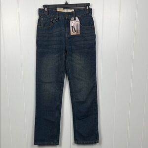 Levi's Boys 505 Regular Jeans 12 Dark Wash Straight Leg Adj Waistband NWT